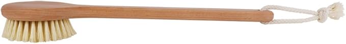 Redecker 100% Made in Germany Round Pig Bristle Bath Brush with Oiled Beechwood Handle, 14-1/5-Inches