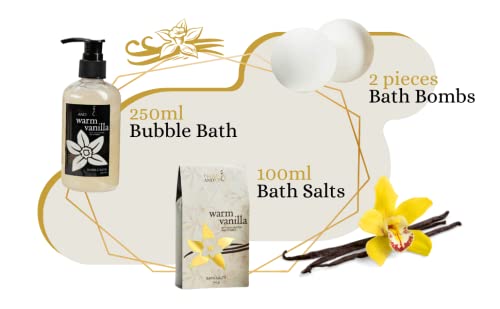 Bath and Body Gift Basket For Women and Men Warm Vanilla Bath & Body Collection Gift Basket, Includes Shower Gel, Bubble Bath, Body Lotion, Body Mist & More - Appreciation Gift Ideas