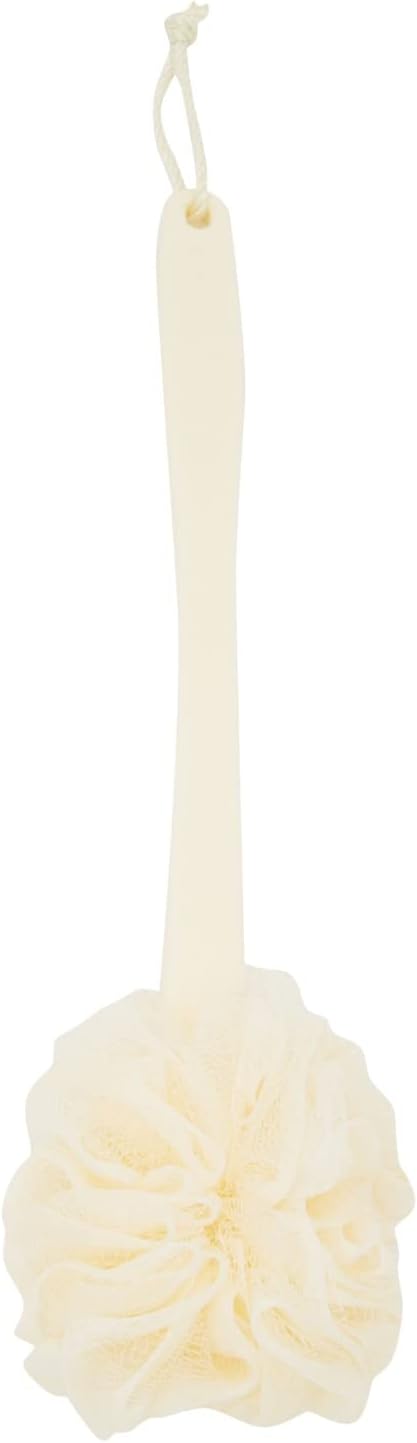 Juvale Exfoliating Luffa Shower Scrubber & Bath Scrubber for Body - 18 in, Ivory, 3-Pack - Loofah on a Stick & Shower Brush for Back
