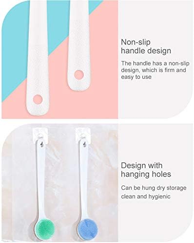 V-TOP Back Scrubber for Shower, Silicone Body Scrubber Long Handle with Soft Bristles, Bath Body Washer Shower Exfoliator Brush for Men and Women, BPA Free, Non-Slip
