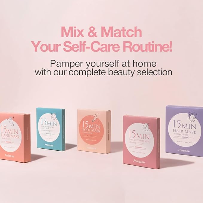 15 Min Pamper Me Kit by Naisture – Korean Spa and Skincare Kit for Women with Hair Mask, Hand and Foot Masks, Eye Mask, and Face Masks