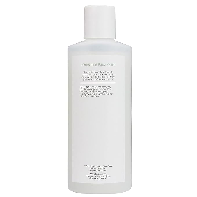 Alpha Skin Care Refreshing Face Wash, Gentle Soap-Free Formula, Citric AHA, Cleanses, Purifies, Tones & Restores pH, All Skin Types, Removes Make-Up & Oil, Anti-Aging Ingredients, 6 Oz, Pack of 3