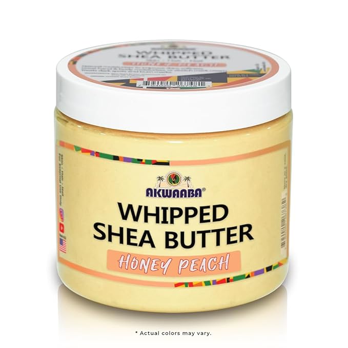 AKWAABA Whipped Shea Butter (Honey Peach) - Nourishes, Moisturizes & Soothes | Pure Shea Butter | No Dyes & Parabens | 12 oz / 340 g