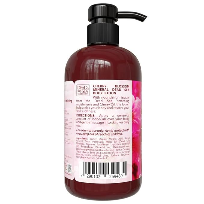 Dead Sea Collection Cherry Blossom Body Lotion - Nourishing Moisturizer for Women and Men - Rejuvenating Hand and Body Care for Dry Skin 16.9 Fl. Oz.