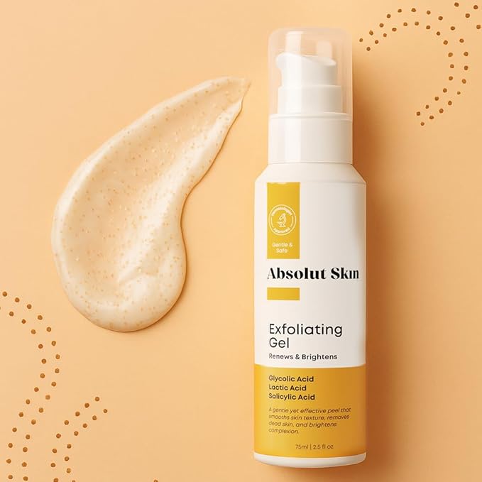 AbsolutSkin Exfoliating Gel β Gentle Peeling Gel with Glow Inducing Acids β Unclogs Pores, Smooths Texture & Brightens Skin β 100ml