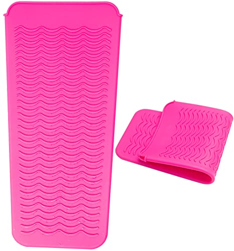 ANGENIL Resistant Silicone Mat Pouch for Hair Straightener Professional Beach Wave Curling Iron 2 in 1, Titanium Ceramic Flat Iron, Curling Wand, Crimper Hair Iron Tools, Food Grade Silicone, Pink