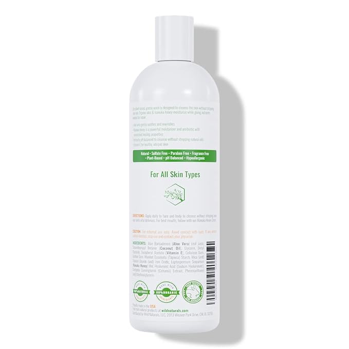 Manuka Honey Eczema and Psoriasis Body Wash – Organic, Natural Body Wash with Aloe Vera, Cehami, and Manuka Honey – Plant-Based, Sulfate-Free, Cruelty-Free Skincare