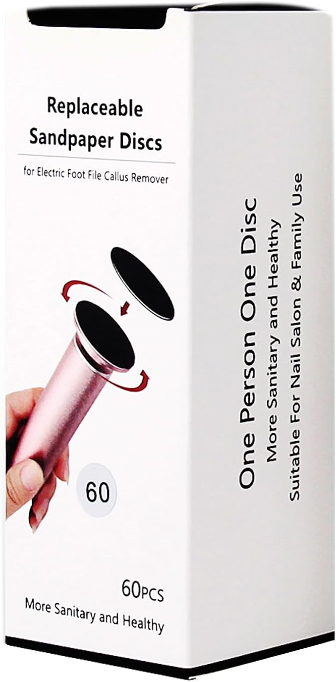 60pcs Replaceable Sandpaper Refill Discs for Electric Foot File Callus Remover Hard Dry Dead Skin Removal (Coarse 60 Grit)