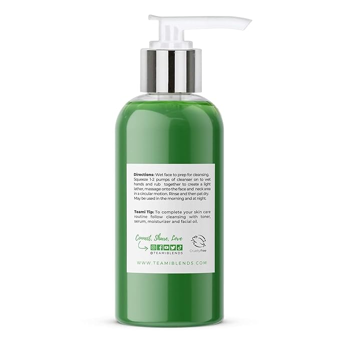Teami Facial Cleanser with Salicylic Acid, Aloe, Matcha & Sea Kelp - Gentle Organic Acne Face Wash for Makeup Removal - Our Best Hydrating Facial Skin Care for Women of All Skin Types (Mini 3oz)