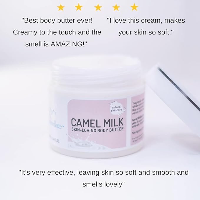 CAMMELLATTE Camel Milk Body Butter | Firming Moisturizer | for Crepey, Dry Skin, Wrinkles & Uneven Texture | Natural Bioactive Anti-Aging Renewal Cream 3.4 oz