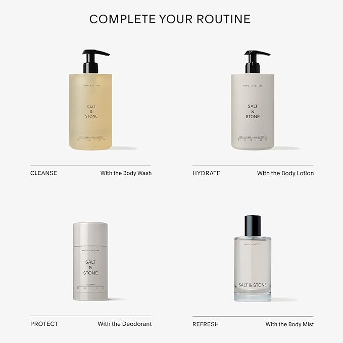 Salt & Stone Body Lotion for Women & Men| Scented Daily Body Lotion | Hydrates, Nourishes & Softens Skin | Restores Dry Skin | Fast-Absorbing | Cruelty-Free & Vegan (450 ml) (Santal & Vetiver)