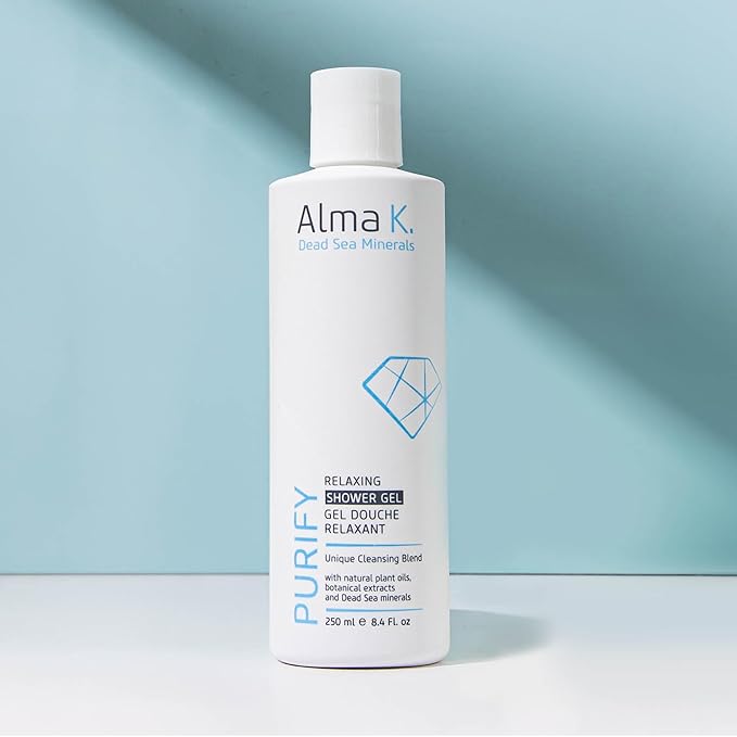 Alma K Relaxing Shower Gel - Nourishing Women and Men's Body Wash - Skincare with Dead Sea Minerals, Avocado Oil - White Tea and Neroli Scent - 8.4 oz