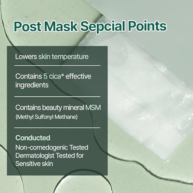 Cutem Post Mask (Pack of 10) - Intensive Cooling, Soothing. Korean Skin Care Sheet Mask. 100% Bamboo Cellulose Sheet, Hydrating Essence.