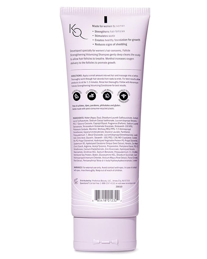 Keranique Volumizing Shampoo - Hair Thickening for Fine & Thinning Hair - Keratin Enriched, Scalp Cleansing, Sulfate-Free, Color-Safe Volume Shampoo