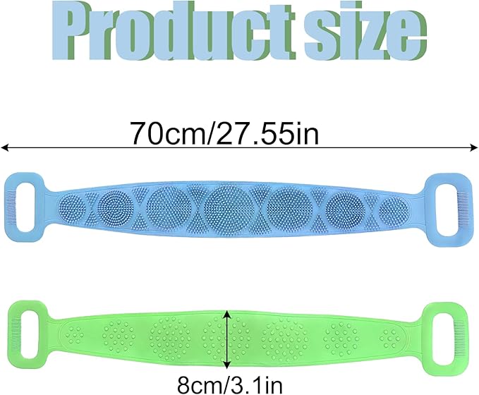 Silicone Body Scrubber for Shower,Silicone Back Body Scrubber with Handle,27.5 Inch Exfoliating Deep Clean Bath Body Brush Scrubber for Men and Women-2 PCS