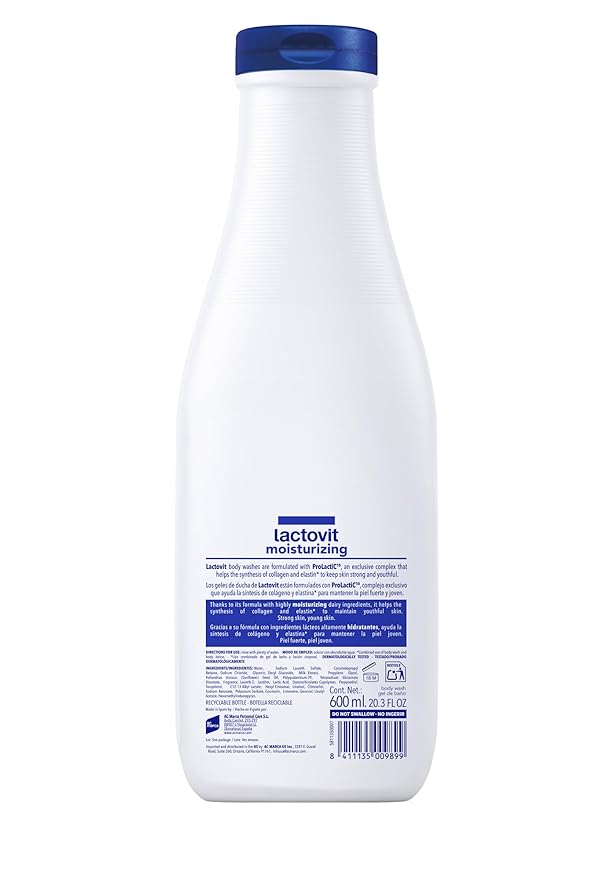 Lactovit | Moisturizing Body Wash | Hydrating Shower Gel | For all Skins | With ProLactiC10, Collagen & Elastin Booster | Smooth & Youthful Skin | Dermatologist Recommended | 3 x 600 ml