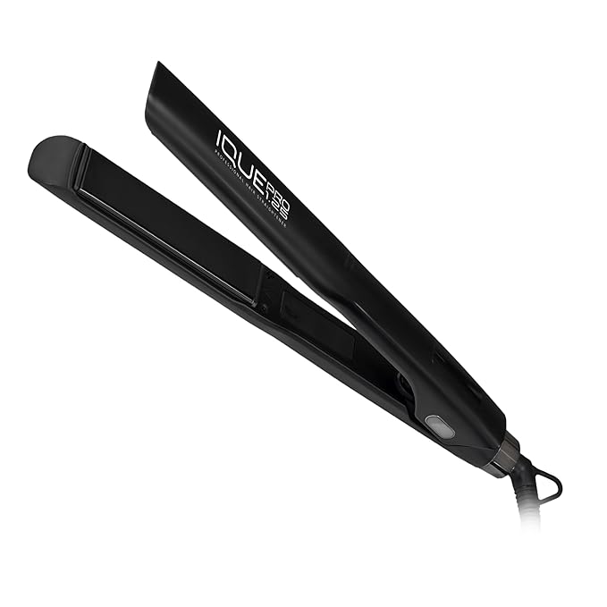 iQUE 1.25” Nano Titanium Hair Straightener & Curler 2-in-1 – Fast Heat-Up Flat Iron with Ionic Technology, Floating Plates, LCD Display, Adjustable Temp to 480°F, Dual Voltage for All Hair Types