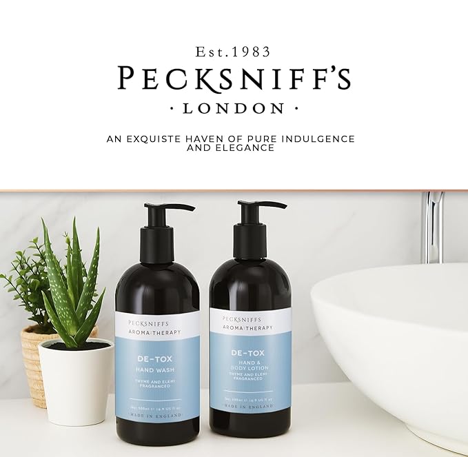 Pecksniffs Moisturizing Hand Wash and Hand & Body Lotion Caddy Set - Aroma:Therapy De-Tox, 500 ml/16.9 fl oz