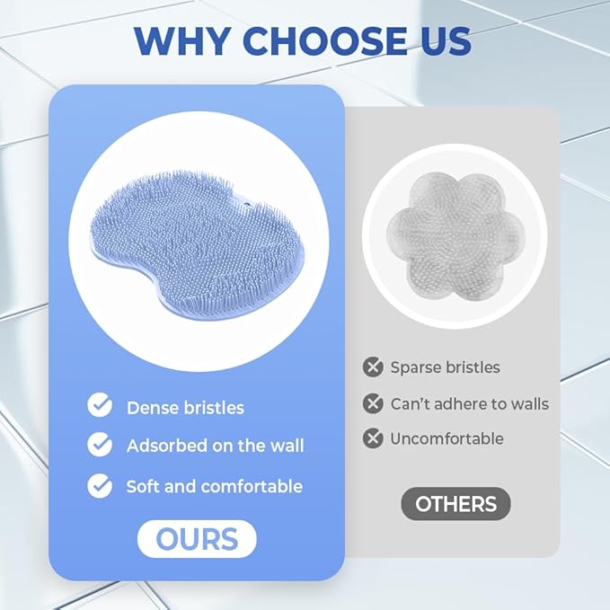 Shower Foot Scrubber Mat with Non-Slip Suction Cups, Non Slip Bathtub and Shower Mat with Suction Cups and Drain Holes, Foot Back Cleaning Pad Back Washer Exfoliating Bath Wash Pad (Pink)