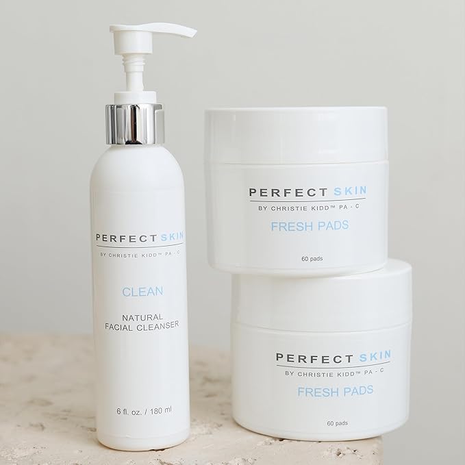 PERFECT SKIN BY CHRISTIE KIDD, PA-C | Fresh + Clean Duo Bundle | Natural Face Cleanser & Exfoliating Pads Set | Clean, Soothe, and Refine Skin