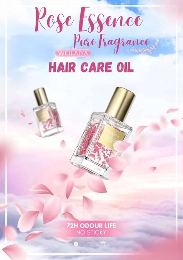 Weilaiya Damask Rose Essence Pure Fragrance Hair Care Oil – 1.41 fl oz – Nourishing Oil for Dry, Damaged, Frizzy Hair – Natural Moisturizing & Smoothing Treatment for All Hair Types