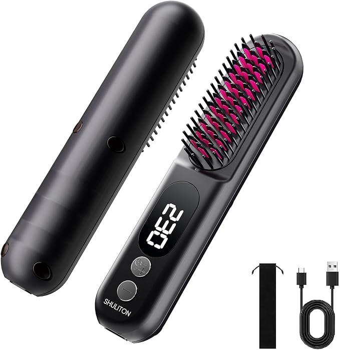 Straight Hair Comb,Wireless, LED Display, Multi Level Temperature Control Hair Straightener, Straightening Iron,Hot-Air Hair Brushes