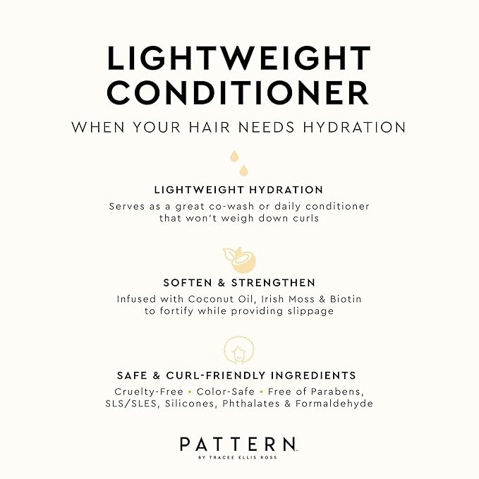 PATTERN Beauty by Tracee Ellis Ross Lightweight Conditioner and Co-Wash with Biotin for Curly & Fine Hair 3a-4c