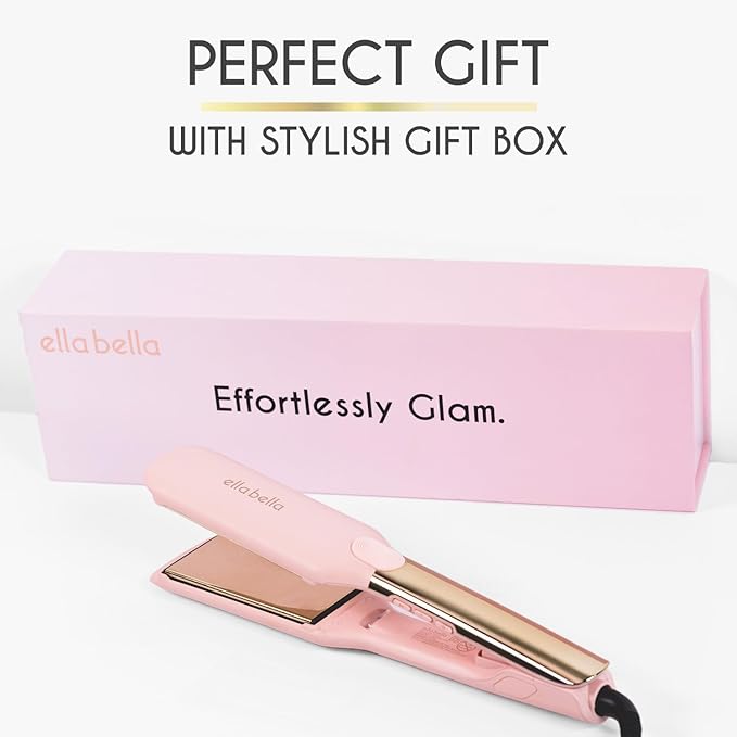 ELLA BELLA® Titanium Flat Iron Hair Straightener (with Infrared) • Professional Straightening Iron • Digital Display to Accurately Control Temperature • As Featured in Good Housekeeping