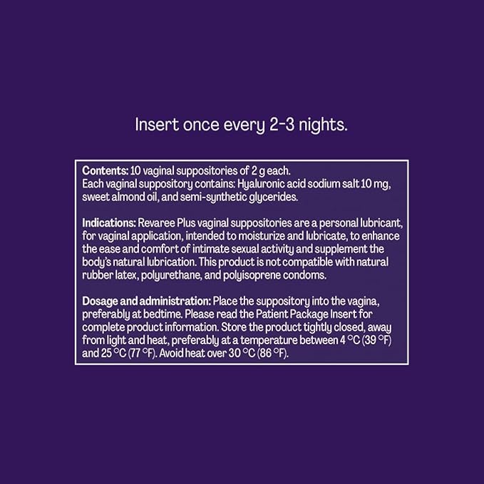 Revaree Plus by Bonafide. Vaginal Moisturizer with 10mg Hyaluronic Acid & Soothing Sweet Almond Oil. — 2-Month Supply (20 Inserts)