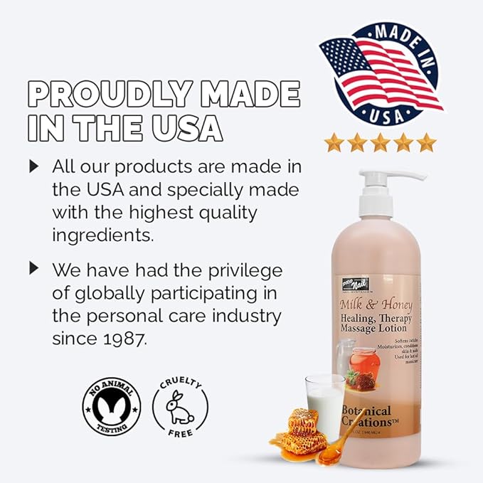 PRO NAIL - Healing Therapy Massage Lotion - Professional Pedicure, Body and Hot Oil Manicure, Infused with Natural Oils, Vitamins, Panthenol and Amino Acids (Milk and Honey, 32 Ounce)