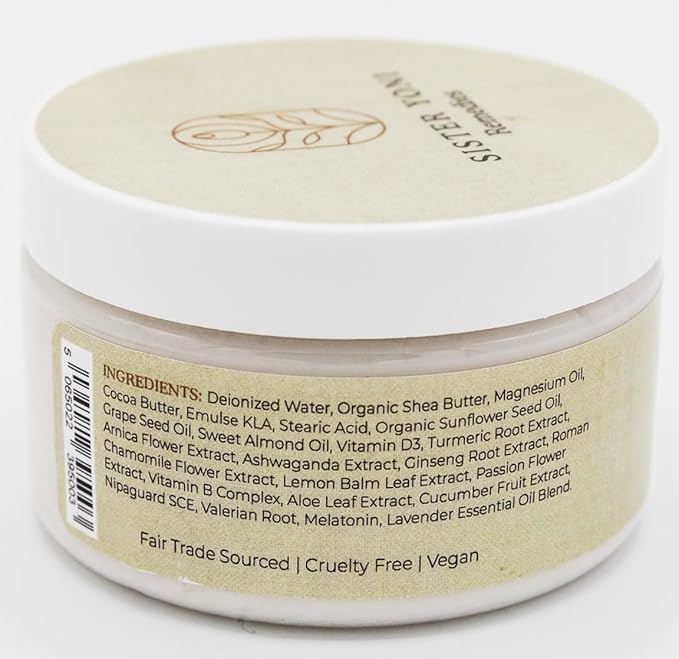 Magnesium Cream for Sleep - Lavender, Valerian Root, Vitamin D3 & Melatonin - Calming Natural Topical Magnesium Lotion Butter - Handcrafted in Small Batches in the USA