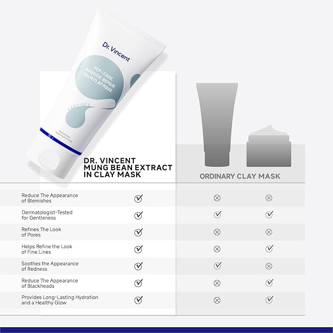 Deep Cleansing Green Clay Mask for Face, Kaolin Clay Masks Blackheads and Pores with Mung Bean for Soothing Detox, Oil Control, Mud Mask with Brush for All Skin Types(5.3 oz)