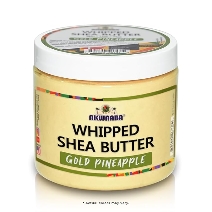 AKWAABA Whipped Shea Butter (Gold Pine) - Nourishes, Moisturizes & Soothes | Pure Shea Butter | No Dyes & Parabens | 12 oz / 340 g