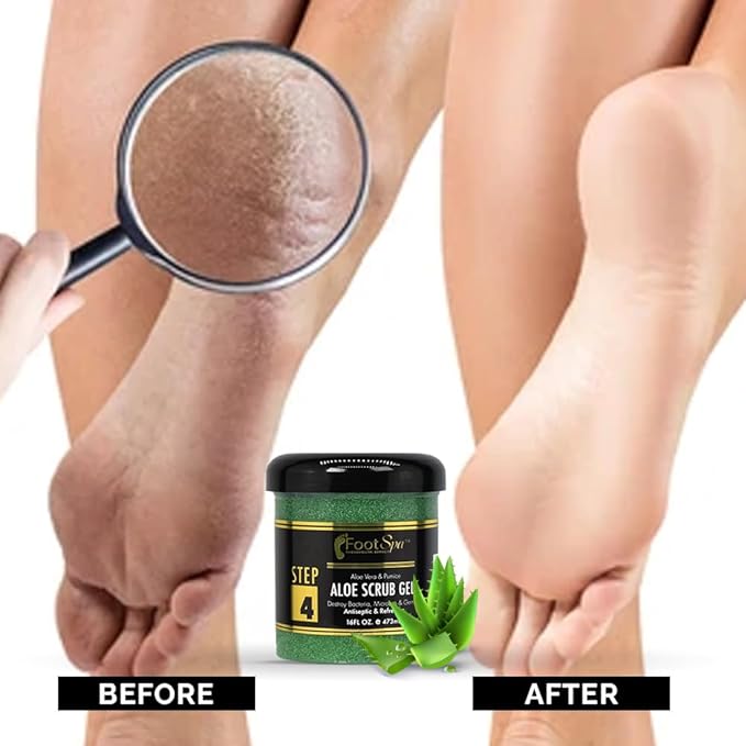 FOOT SPA - Exfoliating Scrub Gel, 16 Oz - Manicure, Pedicure and Body Exfoliator Infused with Aloe Vera and Salicylic Acid - Glow, Polish, Smooth and Moisture Skin - Body, Hand and Foot