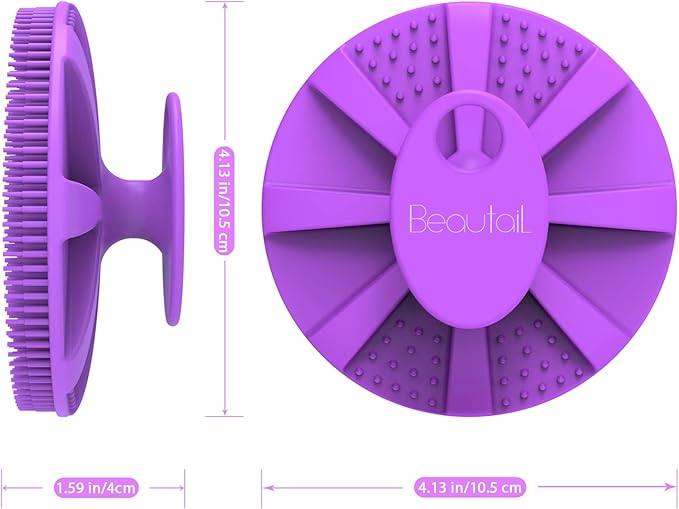 Silicone Body Scrubber 2 Pack, BEAUTAIL Shower Bath Scrubber, More Hygienic Than Traditional Loofah, Lather Nicely, Gentle Exfoliating Brush for Women Men Baby Sensitive Skin, Black+Purple