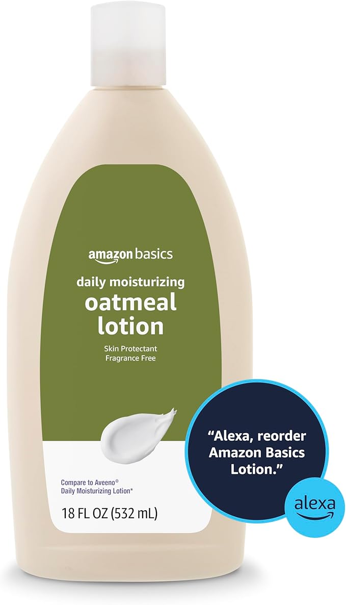 Amazon Basics Daily Oatmeal Body Lotion and Skin Protectant Moisturizer, Fragrance Free, 18 Fl Oz (Pack of 6) (Previously Solimo)