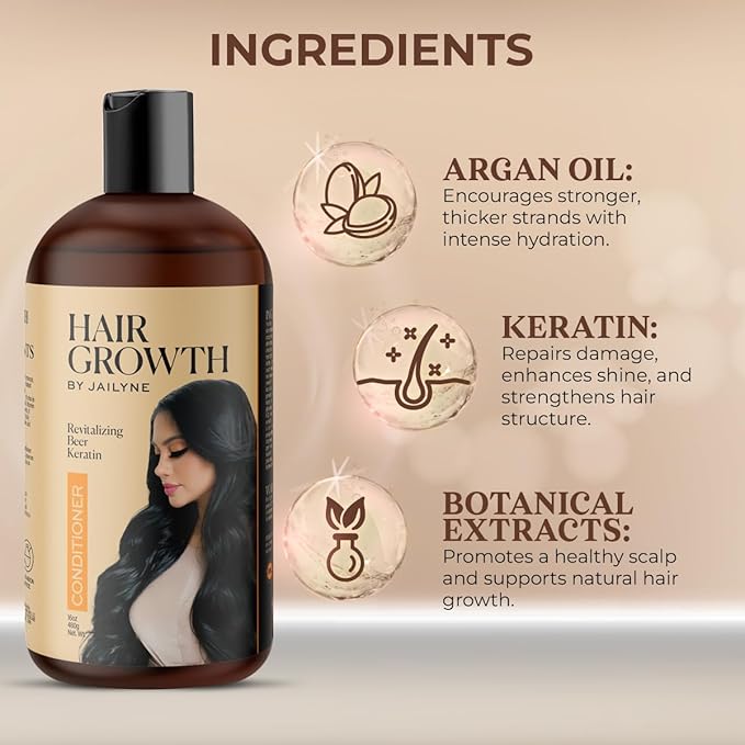 Hair Growth Conditioner by Jailyne Ojeda – Deeply Nourishing & Strengthening Formula with Biotin & Keratin – Promotes Thicker, Longer Hair – Made in USA