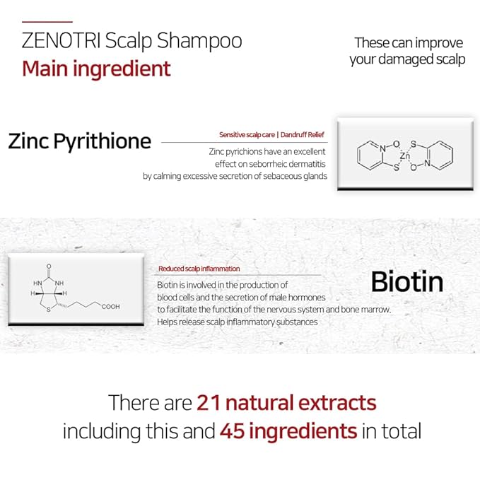 Biotin and Zinc Pyrithione Shampoo - Combats Itching, Dandruff, Seborrhoeic Dermatitis & Sebum Buildup | Scalp Care Solution | 300ml 10 oz