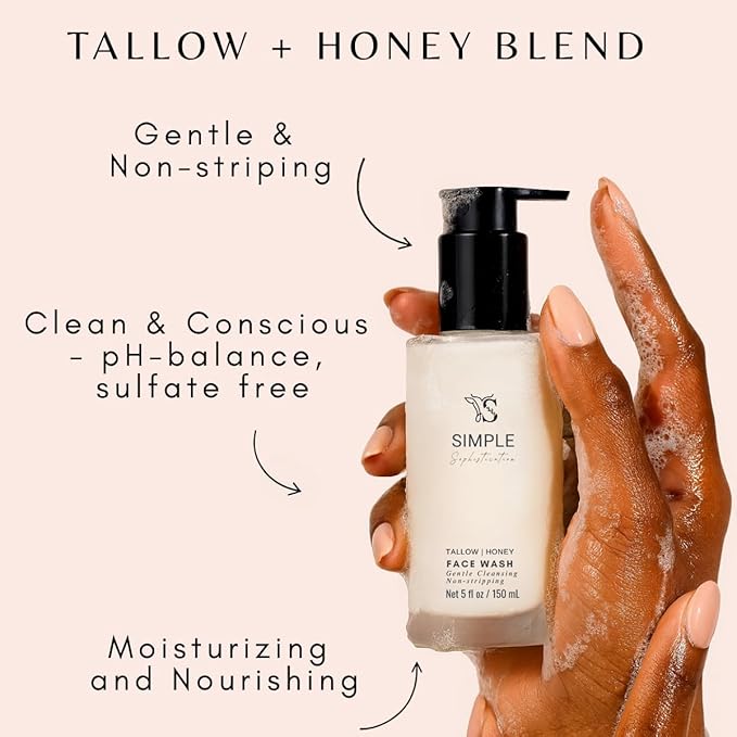 Tallow Honey Cleansing Milk- Gentle Hydrating face wash for sensitive skin -Non stripping | Moisturizing with grassfed beef Tallow, Organic Raw Honey, Argan oil & Castor Oil, Apple Cider Vinegar.