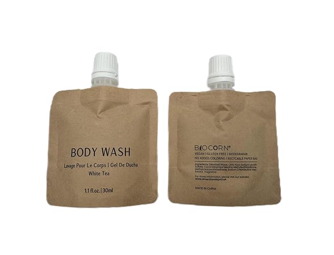 Body Wash Recyclable Kraft Paper Pouch Bag (100 Pack, 1.1oz/30ml)