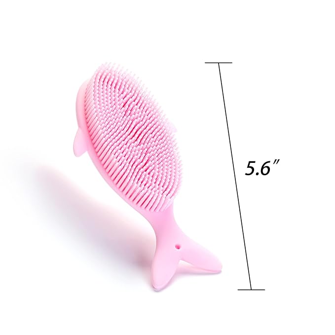 Premium Sensory Brush for Kids or Autism,Soft Silicone Body Scrubber,2 in 1 Sensory Room Occupational Therapy Sensory Brushes,Silicone Loofah,Pet Shower Brush Bath Brush Shampoo Brush(Whale-Yellow)