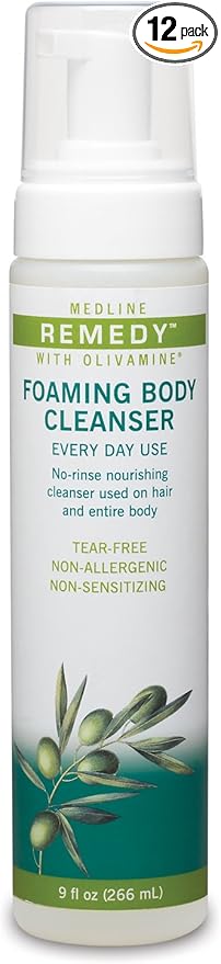 Medline Remedy Olivamine Foaming Body Cleanser, 12 Count