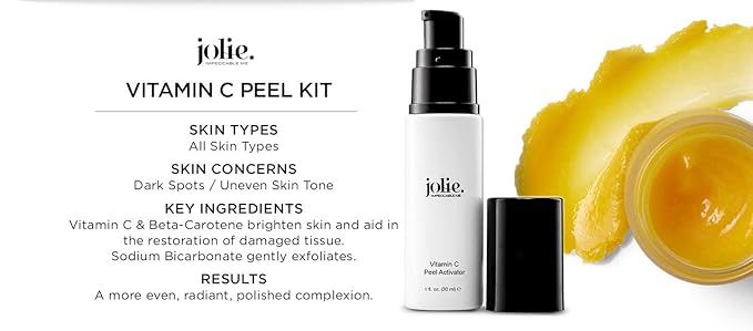 Jolie Professional Vitamin C Peel - Gentle Face Brightening & Illumitating Peeling Treatment System - 2 Step Kit