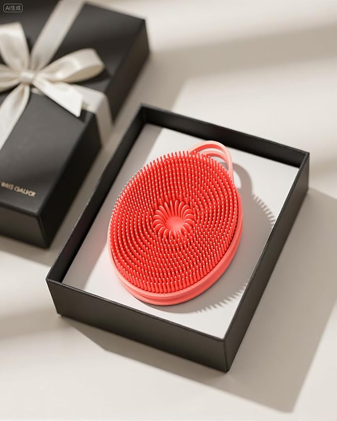 2 in 1 Silicone Body Scrubber, Anti Cellulite Massage Scrubber, Exfoliating Shower Brush for Men & Women, Removes Dead Skin, Reduces Cellulite, Improves Circulation, Fast Dry, Non Slip (1PC, Pink)