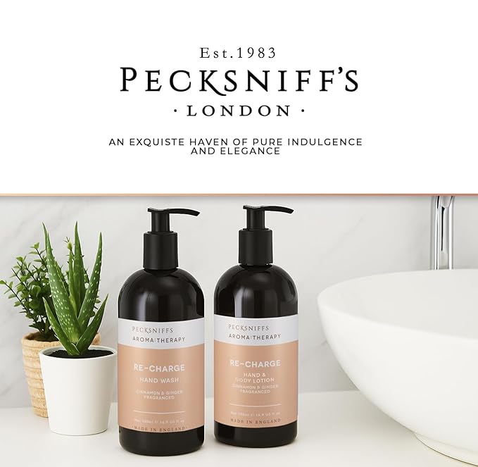 Pecksniffs Moisturizing Hand Wash and Hand & Body Lotion Caddy Set - Aroma:Therapy Re-Charge, 500 ml/16.9 fl oz