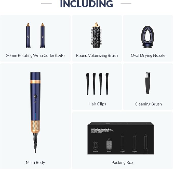 4-in-1 Hot Air Styler & Hair Dryer Brush – 110,000 RPM High-Speed Brushless Ionic Blow Dryer for Fast Drying, Curling, Straightening, Suitable for All Hair Styler - No Heat Damage