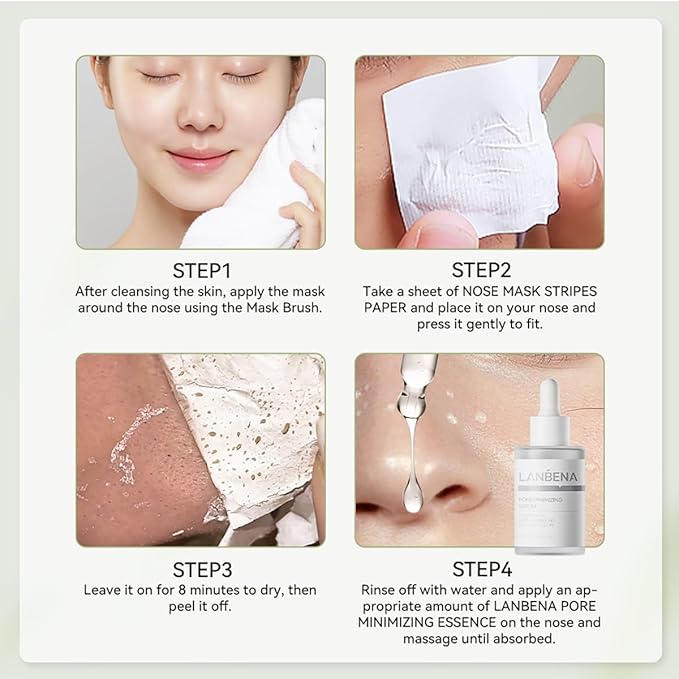 LANBENA 2-Pack Pore Strips: 2% Salicylic Acid BHA Nose Strips + Bamboo Charcoal Blackhead Peel-Off Mask | Deep Cleansing, Purifying Pore Treatment for Blackhead & Oil Removal, Plant-Based Skincare Duo