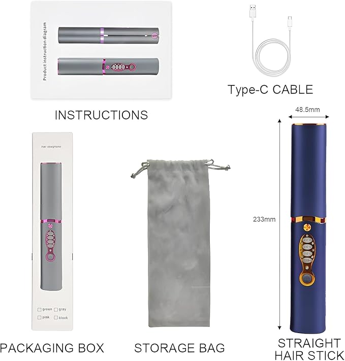 OBEST Cordless Hair Straighteners Curler 2 in 1, Rechargeable Portable Titanium Hair Straightener, 3 Adjustable Temperatures, Quick Heating, 5000mAh Type-C