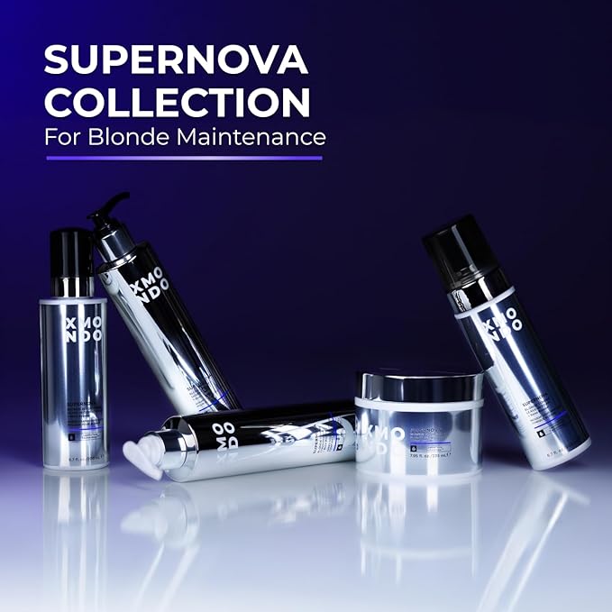XMONDO Hair Supernova Blonde Toning Conditioner | Vegan Formula with Vegetable Proteins, Jojoba Oil, and Violet Pigments to Replenish, Restore, and Reduce Yellow Tones in Blonde Hair, 8 Fl Oz 1-Pack