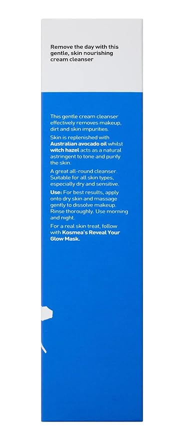 Kosmea Purifying Cream Cleanser – Hydrating Face Wash for Dry, Sensitive or Normal Skin – Rosehip and Avocado Oil with Vitamins A, B, D – Non-Drying Daily Cleanser – 5.07 fl oz